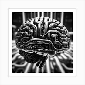 Brain On A Circuit Board 48 Art Print