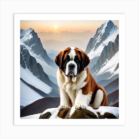 St Bernard Dog 50 Art Print