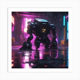 Robot In The Rain 2 Art Print