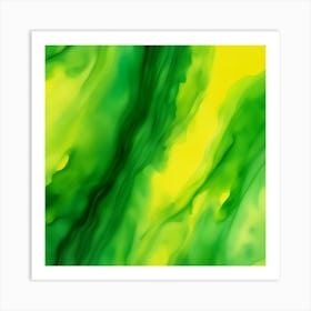 Beautiful yellow green abstract background. Drawn, hand-painted aquarelle. Wet watercolor pattern. Artistic background with copy space for design. Vivid web banner. Liquid, flow, fluid effect. Art Print