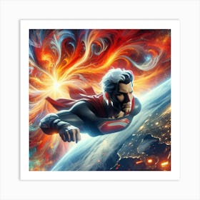 Superman Flying In Space Art Print