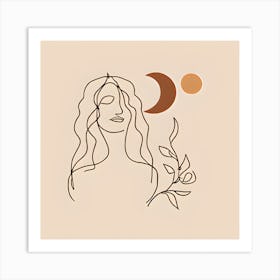 Sun And Moon Lineart Art Print