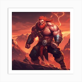 Warrior In A Mountain Art Print