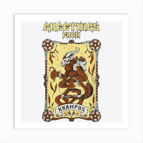 Greetings From Krampus Germanic Christmas Demon Art Print