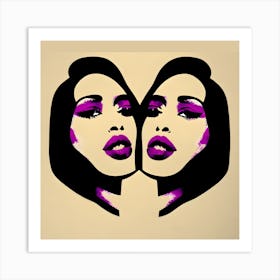 Two Women'S Faces Art Print