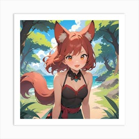 Anime Girl With Red Hair Art Print