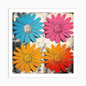 Andy Warhol Style Pop Art Flowers Daisy 2 Square Art Print