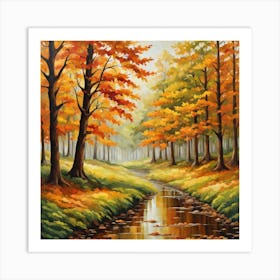 Forest In Autumn In Minimalist Style Square Composition 38 Art Print