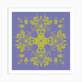 Pastel Dragon Head Pattern Purple And Mustard Art Print