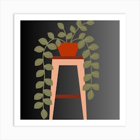 Potted Plant On A Stool Art Print