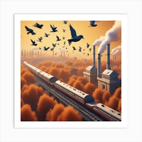 Train In The Autumn Art Print