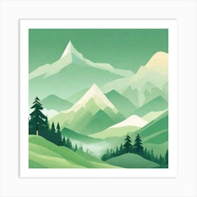 Misty mountains background in green tone 180 Art Print