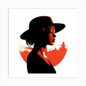 Woman In The Hat, Simple Silhouette frame Art Print