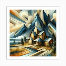 A mixture of modern abstract art, plastic art, surreal art, oil painting abstract painting art e
wooden huts mountain montain village 11 Art Print