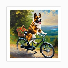 Corgi On A Bike Art Print