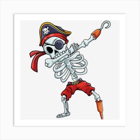 Halloween Dabbing Pirate Skeleton Funny Dab Boys Kids Mens Art Print