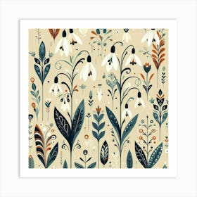 Scandinavian style, snowdrop pattern Art Print