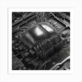 3d Rendering Of A Computer Chip 1 Art Print