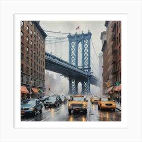 Brooklyn Bridge Dusty and foggy Art Print