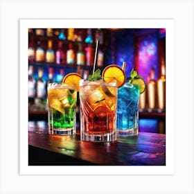 Colorful Drinks In A Bar 1 Art Print