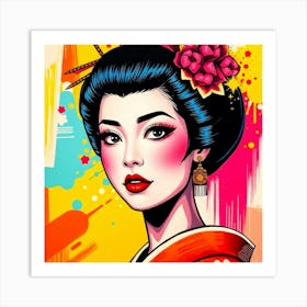 Geisha Pop Color Illustration 1 Art Print