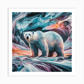 Polar Bear In the Artic  Abstract Art Print