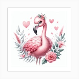 Valentine's day, Flamingo Art Print