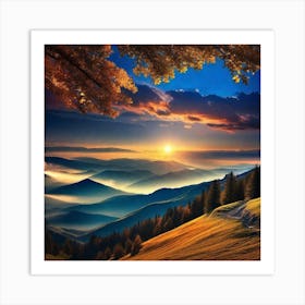 Sunrise Over The Mountains 5 Art Print