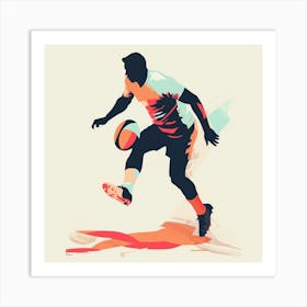 Rugby Player Kicking The Ball Art Print