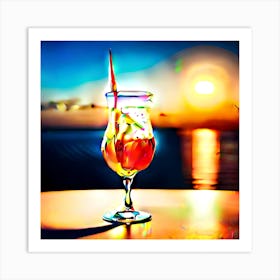 Cocktail At Sunset Art Print