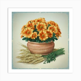 Vintage Chrysanthemums 1 Art Print