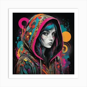 Girl In Hoodie Art Print