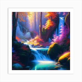 Waterfall In The Forest 5 Art Print