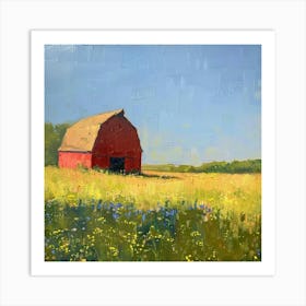 Red Barn In The Field Art Print