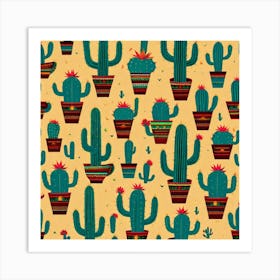 Mexican Cactus Pattern 12 Art Print