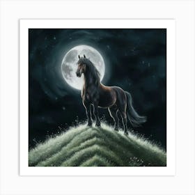 Horse In The Moonlight 40 Art Print