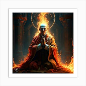 Monk On Fire Art Print