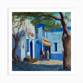 Blue House In Morocco Art Print