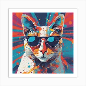 Cat, New Poster For Ray Ban Speed, In The Style Of Psychedelic Figuration, Eiko Ojala, Ian Davenport (2) 1 Art Print