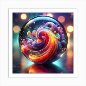 Colorful Swirl In A Glass Ball Art Print