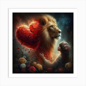 Lion And Girl 4 Art Print