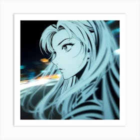 Anime Girl With Long Hair Art Print