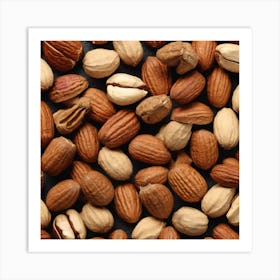 Almonds On A Black Background 12 Art Print