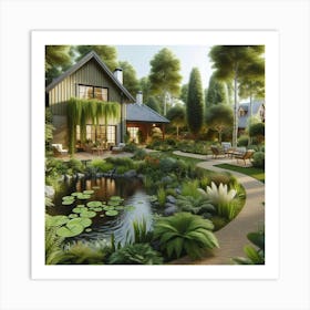 Pond In The Garden 1 Art Print