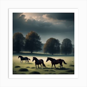 Horses In A Field 24 Art Print