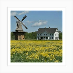 Windmill In The Field 5 Art Print