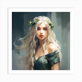 Magical Elf Princess -Blonde Girl Art Print