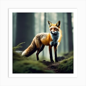 Red Fox In The Forest 25 Art Print