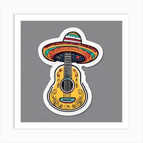 Guitar With Sombrero Art Print