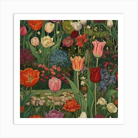 Tulips In The Garden 20 Art Print